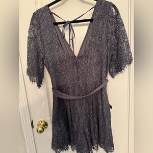 Gray lace romper